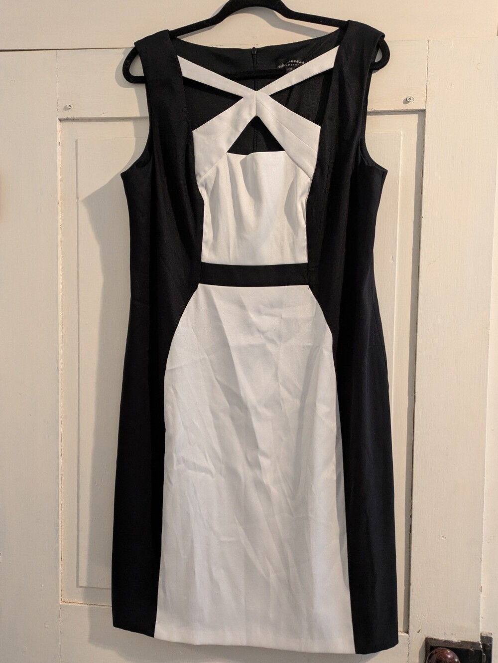 Connected Apparel Black & White Colorblocked Dress 16